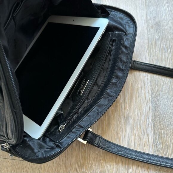 Vintage La Diva Black Italian Design Leather Purse Shoulder Bag - Made in Italy - Picture 11 of 16